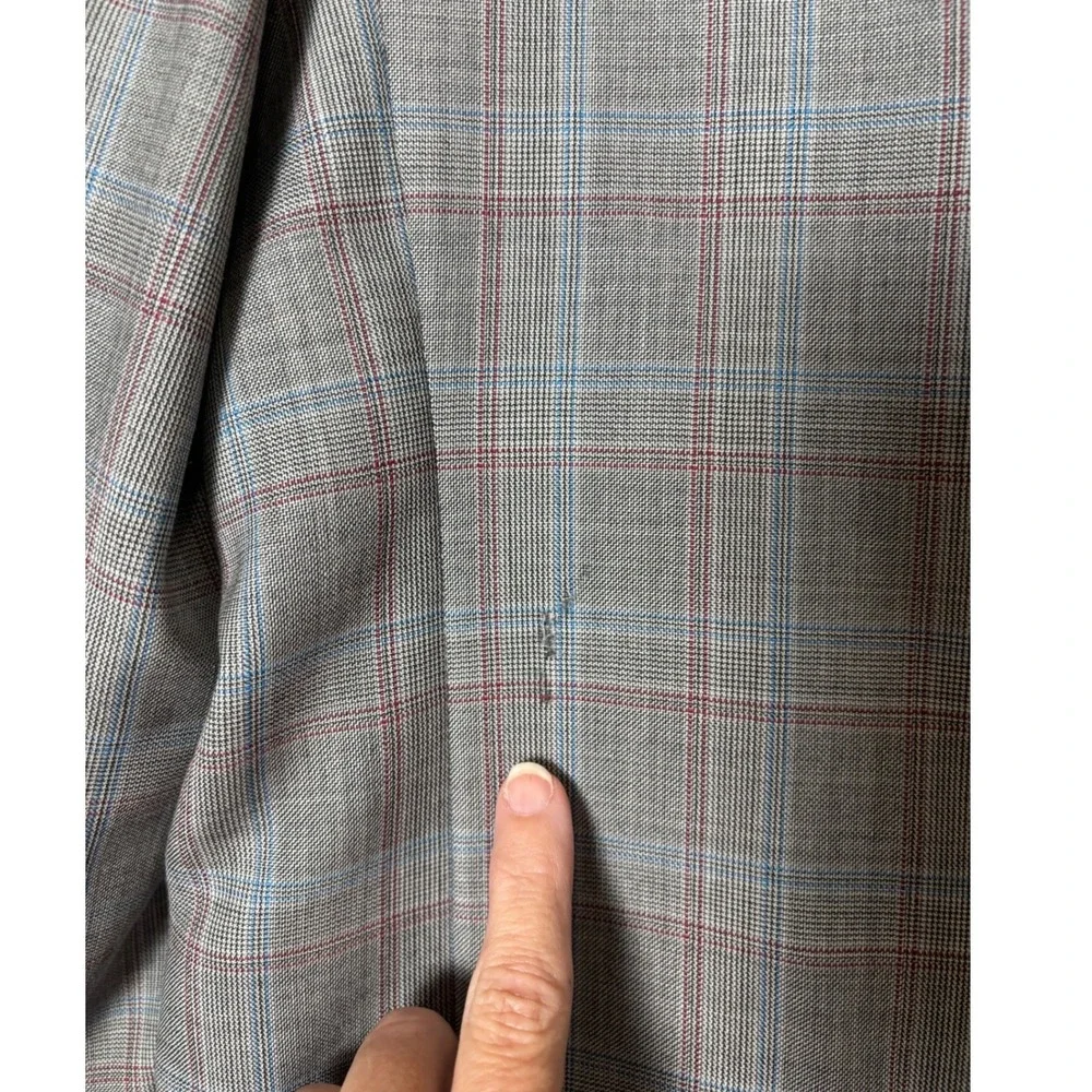 Tallia Mens Grey Glen Plaid Sport Coat 44R Wool 2-Button Blazer NWT Small Flaw